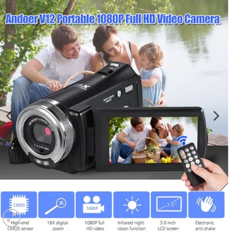 Ψηφιακή βιντεοκάμερα 1080P HD 20MP TFT LCD 16X 4KDV Andowl Q-DV16X μαύρη