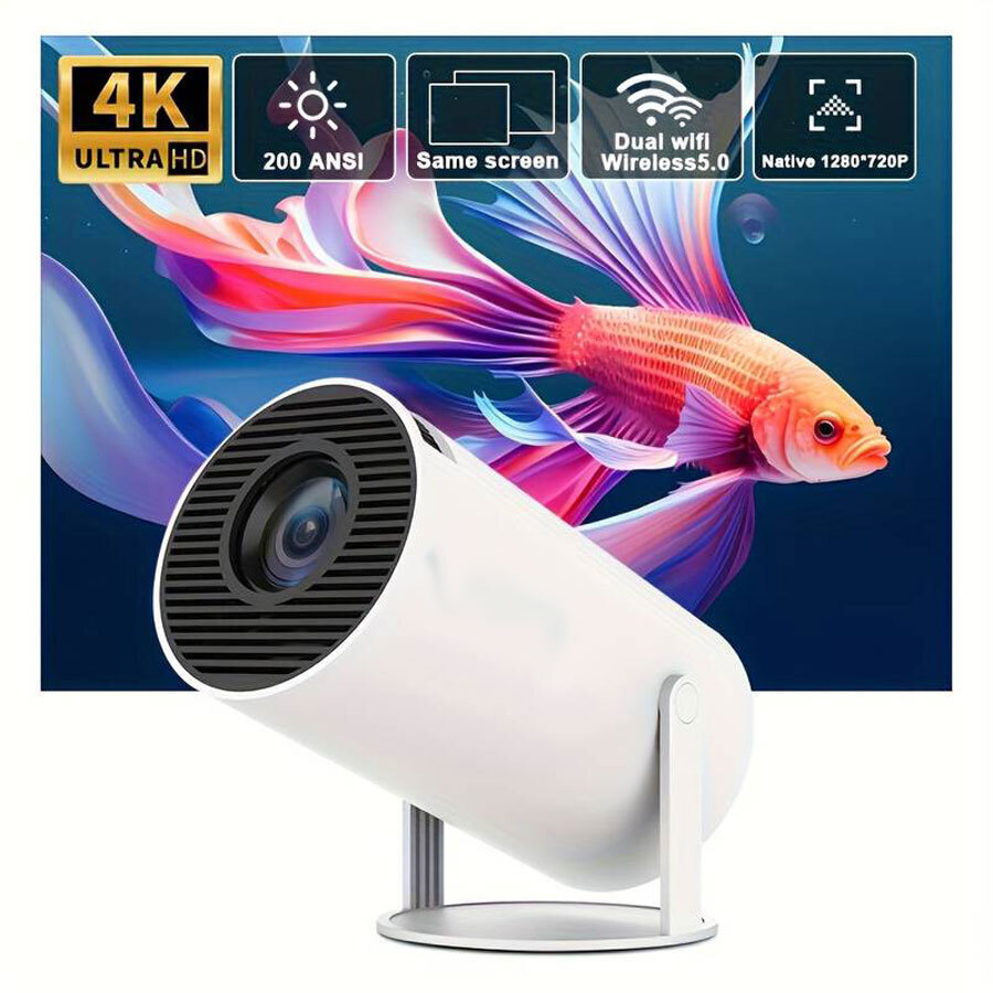 Magcubic Portable Projector 4K Projector HD Wi-Fi Connected with Built-in Speakers White