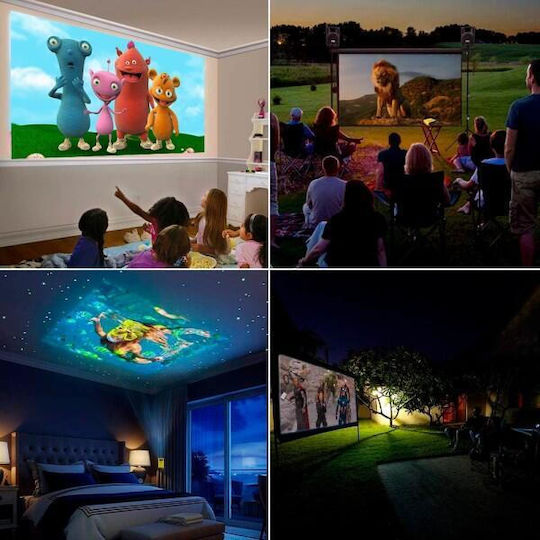 Andowl Mini 3D Projector LCD Λάμπας LED με Ενσωματωμένα Ηχεία Κίτρινος