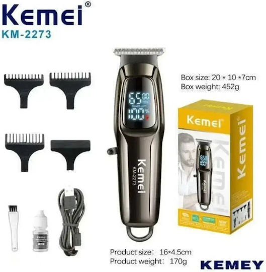 Kemei Επαγγελματική Επαναφορτιζόμενη Κουρευτική Μηχανή Μαύρη KM-2273