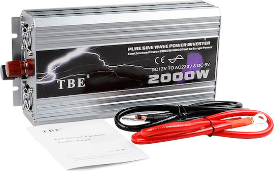 T12P2000I Inverter Αυτοκινήτου Καθαρού Ημιτόνου 2000W για Μετατροπή 12V DC σε 220V AC