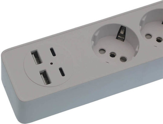 Πολύπριζο Ασφαλείας 3 Θέσεων με 2 USB-A, 2 USB-C και Διακόπτη