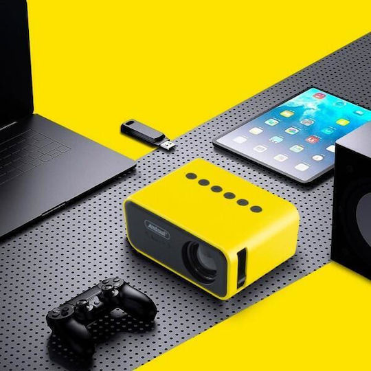 Andowl Mini 3D Projector LCD Λάμπας LED με Ενσωματωμένα Ηχεία Κίτρινος