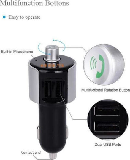 FM Transmitter Αυτοκινήτου Bluetooth Car Kit & MP3 Player με USB