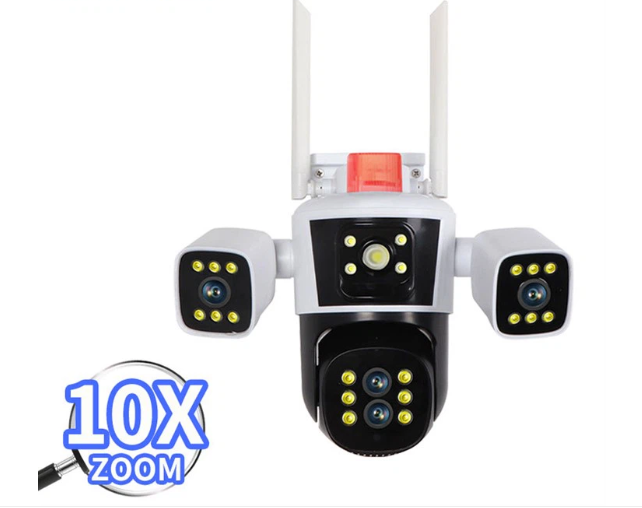 ANDOWL F555 Κάμερα CCTV Ip Ptz 10X Zoom με τρεις οθόνες με τέσσερις φακούς