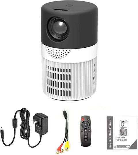 YT400 Mini Projector DLP Λάμπας LED με Ενσωματωμένα Ηχεία Λευκός