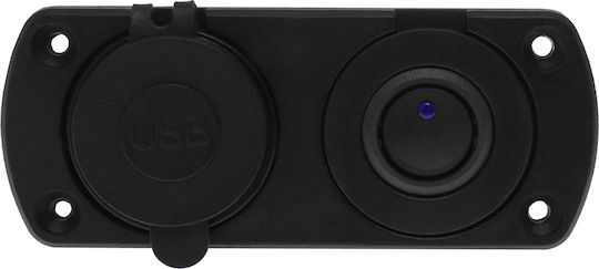 Carsun Διπλός USB Φορτιστής Αυτοκινήτου 12V Μπλε με Ενσωματωμένη Βάση Πάνελ και Διακόπτη