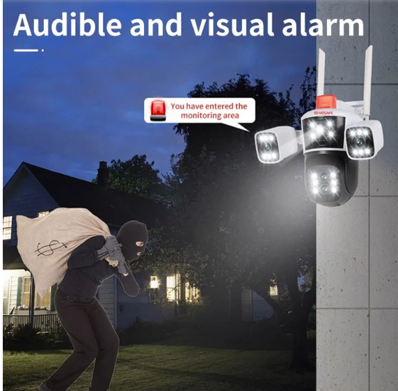 ANDOWL F555 Κάμερα CCTV Ip Ptz 10X Zoom με τρεις οθόνες με τέσσερις φακούς