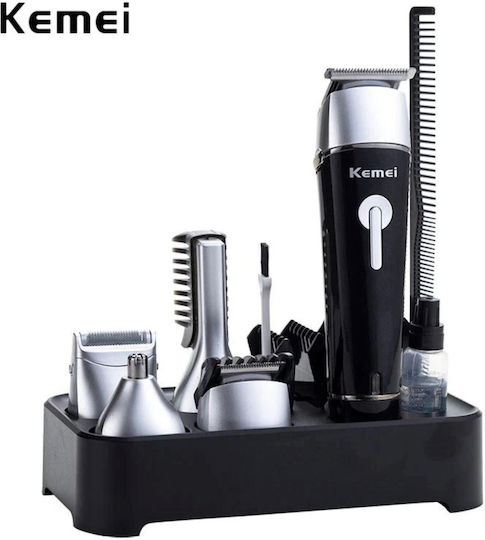 Kemei KM-1015 Σετ Επαναφορτιζόμενης Κουρευτικής Μηχανής Μαύρο