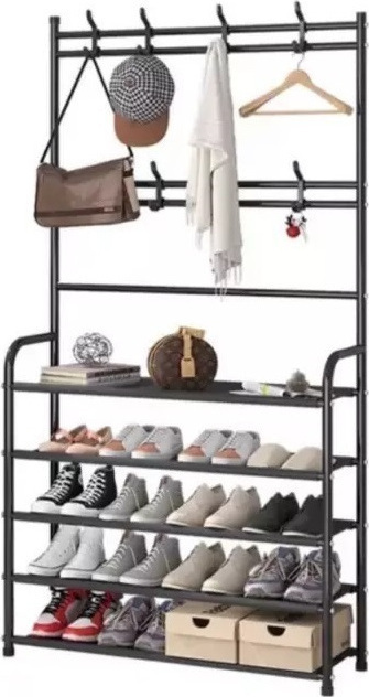 Metallic Garment Rack Black 85x26x168cm