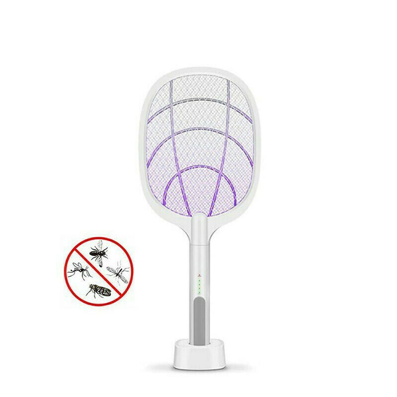 Επαναφορτιζόμενη ηλεκτρική μυγοσκοτώστρα σε χρώμα λευκό  