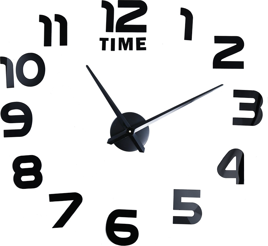 3D Plastic Wall Clock DIY Με Αριθμούς Μαύρο 120cm