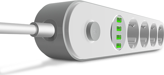 Ldnio 4-Outlet Power Strip with USB and Surge Protection 2m White SE4432