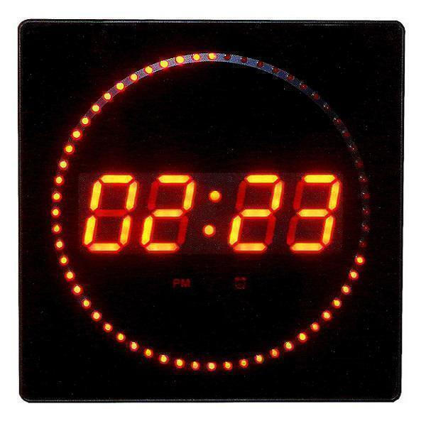Μεγάλο πλαστικό ρολόι τοίχου LED Digital JH-3260 Μαύρο/Κόκκινο 31.5 x 31.5 x 3.3 cm