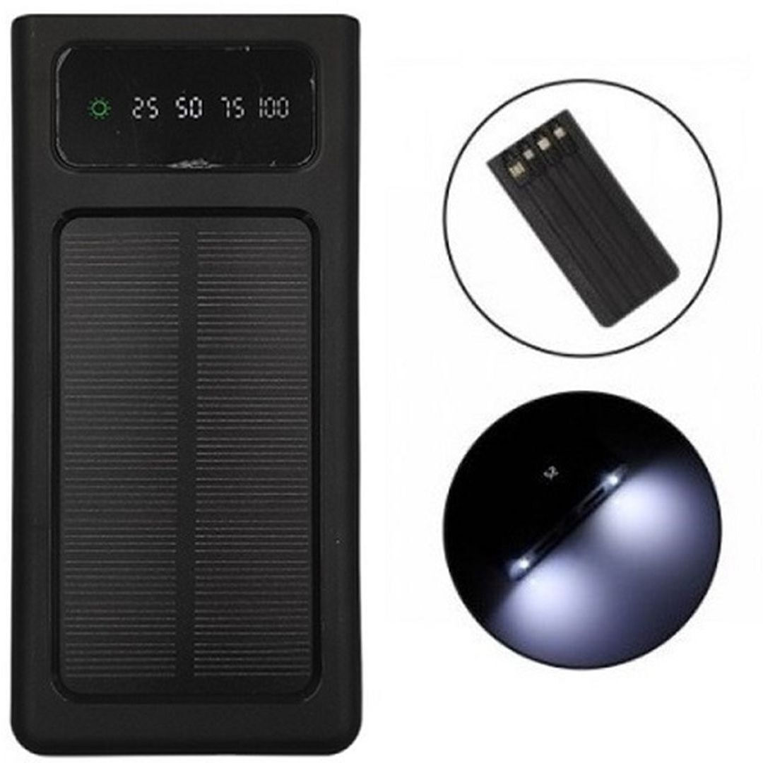 K-A12 Ηλιακό Power Bank 30000mAh με 2 Θύρες USB-A Μαύρο