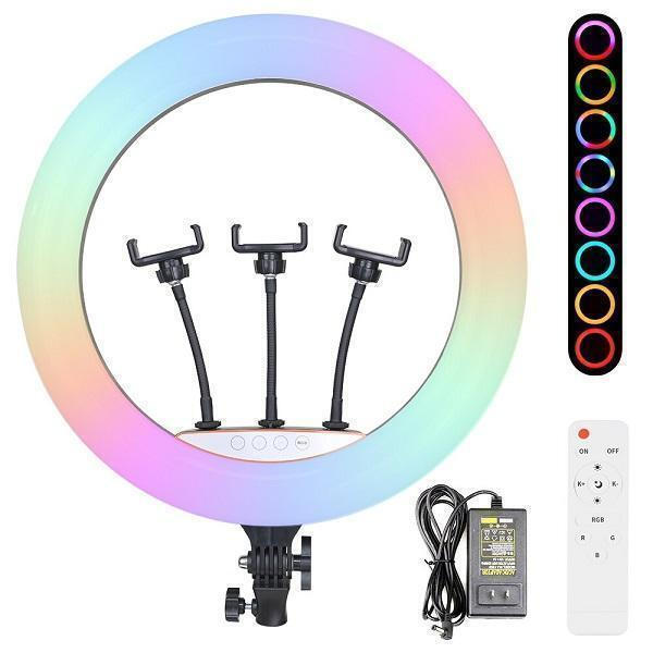 RGB Ring Light Led 45cm με Τρίποδο Δαπέδου και Βάση για Κινητό