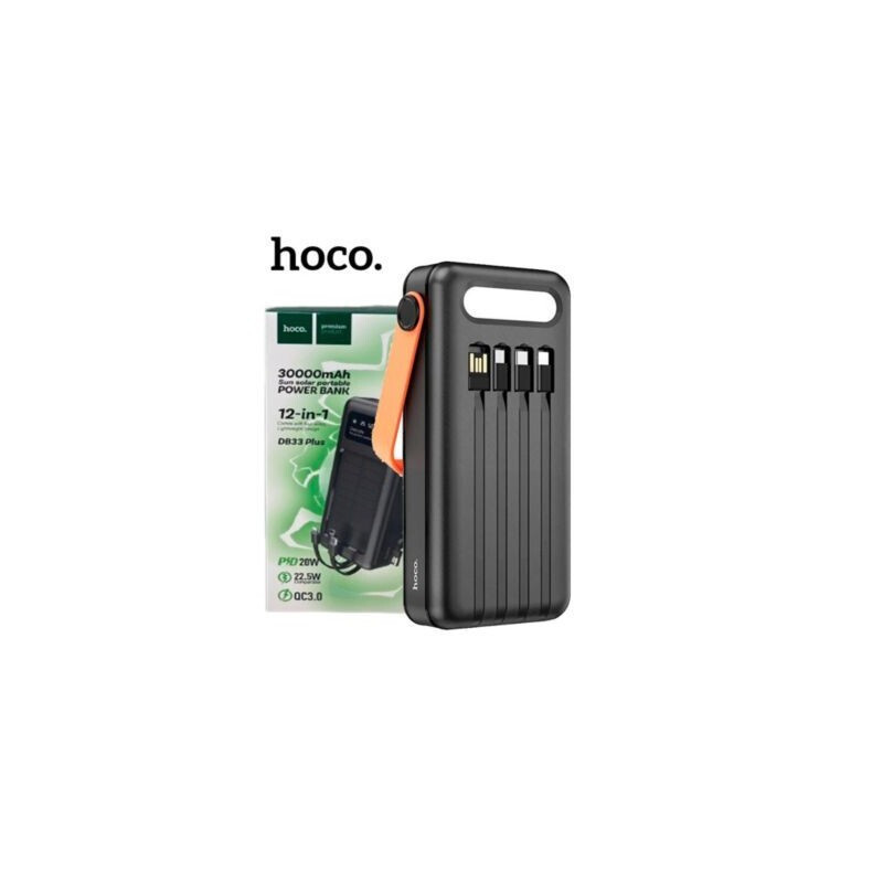 Hoco Ηλιακό Power Bank 30000mAh Μαύρο