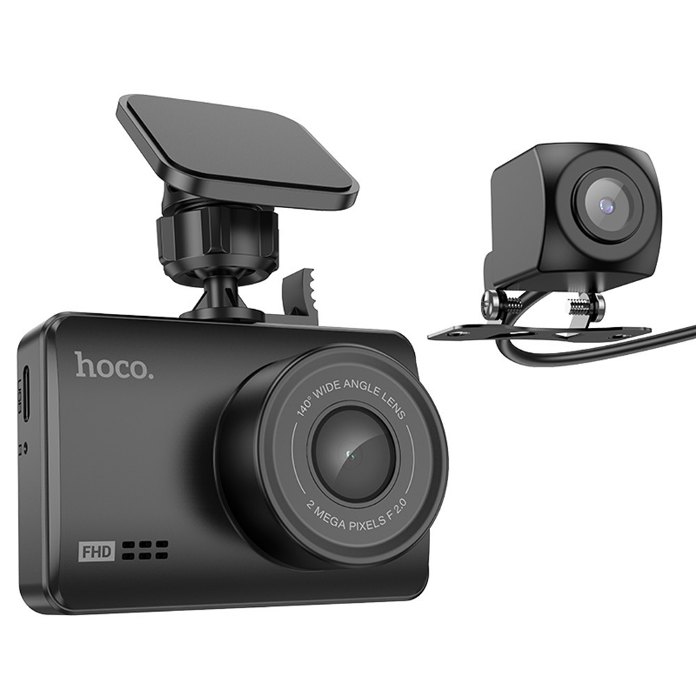 Hoco Σετ Κάμερα DVR Αυτοκινήτου 1080P με Οθόνη 2.45´ για Παρμπρίζ & Κάμερα Οπισθοπορείας