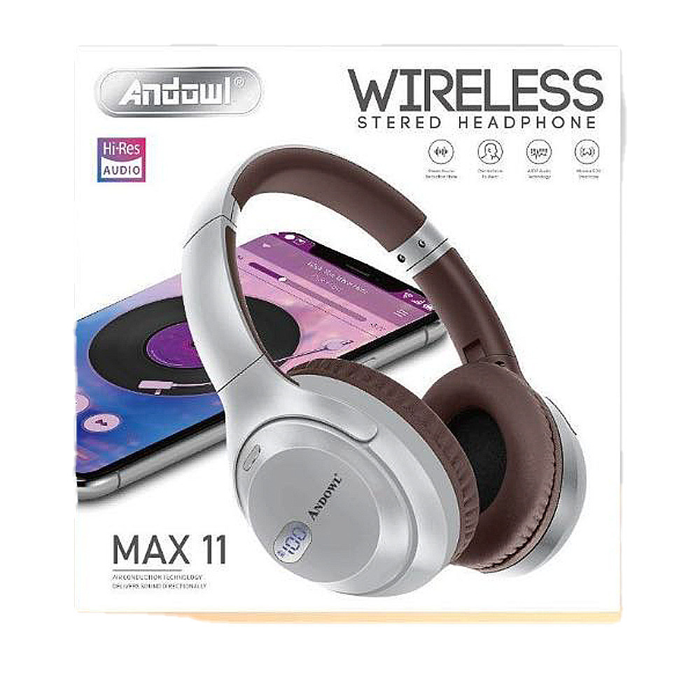 Andowl Q-MAX11 Bluetooth Wireless On Ear Headphones with 8hours hours of operation Silver