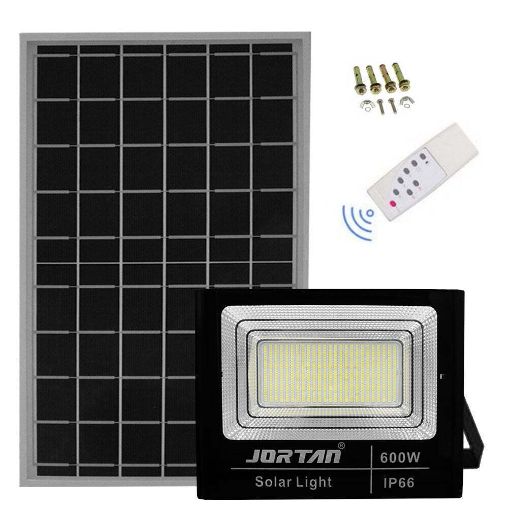 Jortan Στεγανός Ηλιακός Προβολέας LED 600W Ψυχρό Λευκό 6500K με Φωτοκύτταρο και Τηλεχειριστήριο IP66
