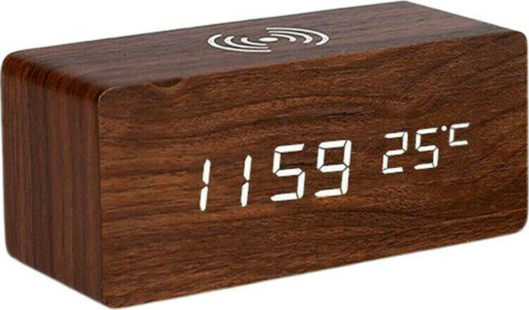 Tabletop Digital Clock with Alarm Coffee With Wireless Qi Charging