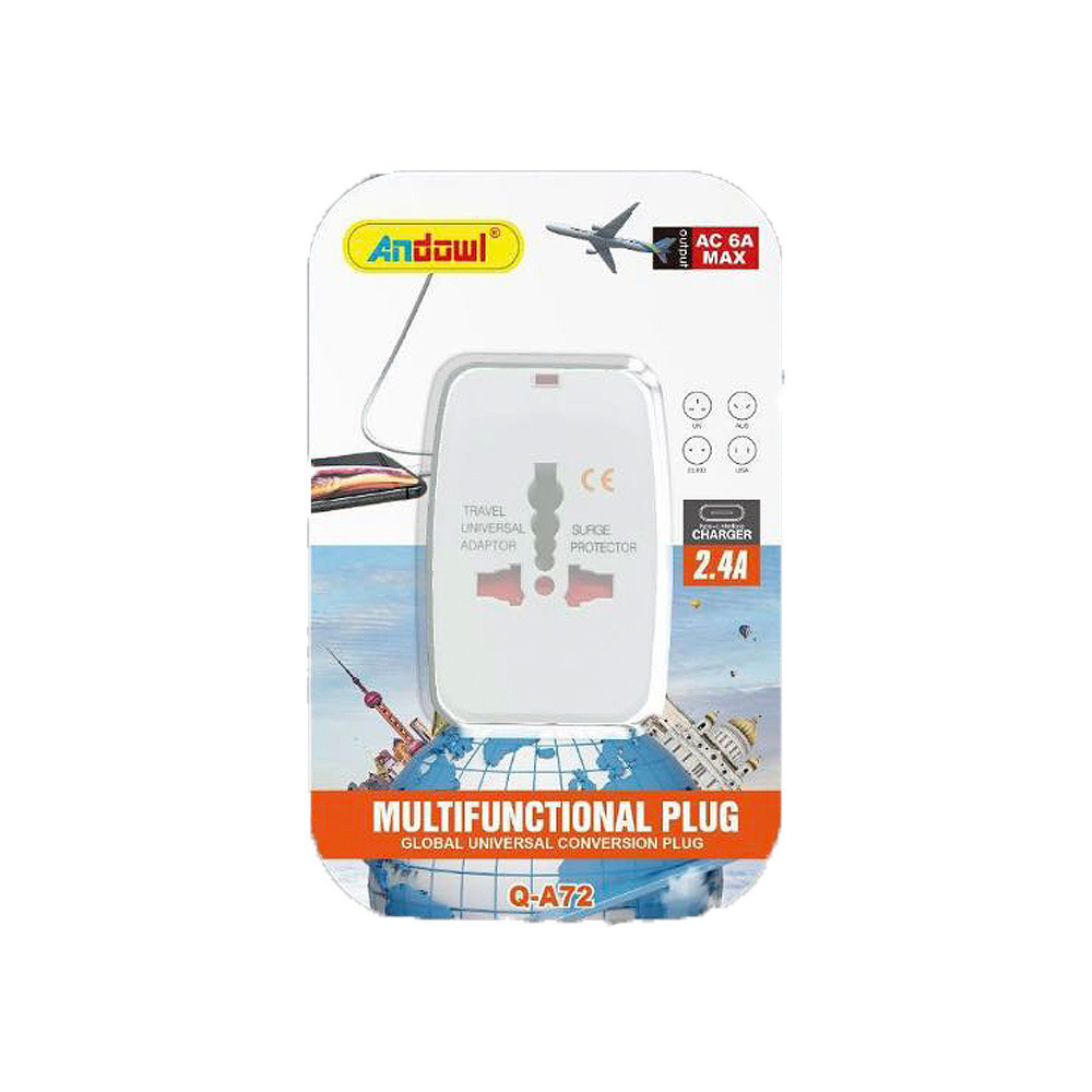 Andowl Q-a72 Universal Universal Universal Plug Adapter White