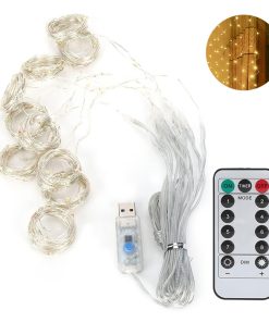 LED Λαμπάκια Κουρτίνα USB σε Σειρά 3mx3m με Θερμό Λευκό Φωτισμό – Ασημί Καλώδιο – 8 Λειτουργίες – Dimmable BX-017