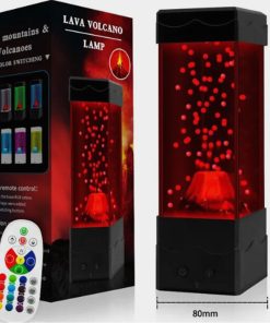 LED Επιτραπέζιο Επαναφορτιζόμενο Φωτιστικό USB με Ηφαίστειο και Τηλεκοντρόλ για Εναλλαγή RGB Φωτισμού BH1002 Μαύρο