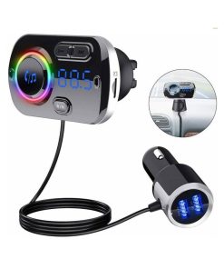 FM Transmitter με Βολτόμετρο 12V-24V – AUX – TF – Οθόνη LCD – 2 Θύρες USB με RGB Φωτισμό BC49BQ Μαύρο
