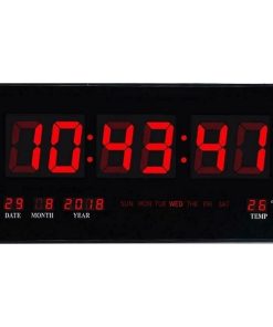 Ψηφιακό ρολόι τοίχου με μεγάλη οθόνη Led – Μαύρο και κόκκινο (Ώρα/μέρα/θερμοκρασία/ημερομηνία/ξυπνητήρι) 4622