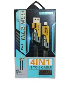 Καλώδιο φόρτισης 4 σε 1 από USB-A ή TYPE-C σε Lightning(27W) ή TYPE-C(65W) 1.2m CA-888