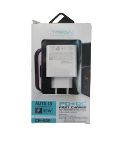Φορτιστής ταχείας φόρτισης με Θύρα USB-A 18W και Θύρα USB-C 35W Λευκός CH-639