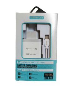 Φορτιστής ταχείας φόρτισης με Θύρα USB-A και Καλώδιο TYPE-C 18W Λευκός CH-641-TYPE-C