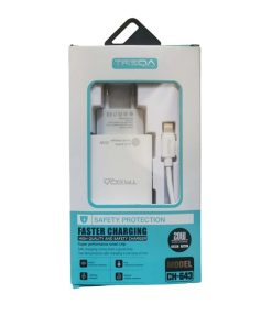 Φορτιστής ταχείας φόρτισης με Θύρα USB-A και Θύρα USB-C και Καλώδιο Lightning 35W Λευκός CH-643-IOS