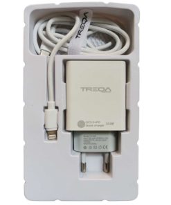 Φορτιστής ταχείας φόρτισης με Θύρα USB-A και Θύρα USB-C και Καλώδιο Lightning 35W Λευκός CH-643-PD