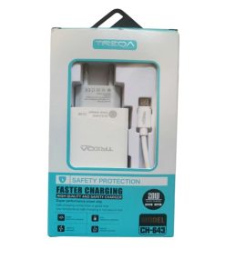Φορτιστής ταχείας φόρτισης με Θύρα USB-A και Θύρα USB-C και Καλώδιο Micro 35W Λευκός CH-643-V8