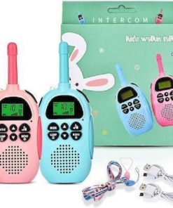 Σετ 2τμχ Επαναφορτιζόμενα Παιδικά Walkie Talkie DJ100 1 Τυρκουάζ + 1 Ροζ Χρώμα
