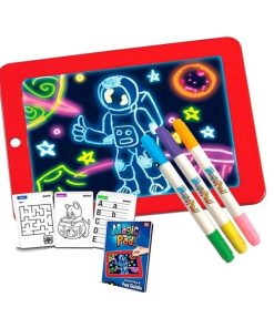 Φορητό Τάμπλετ Ζωγραφικής – Magic Sketchpad Με Φωσφορίζοντα Χρώματα, 30 Στένσιλ [*AND*] 3 Διπλούς Μαρκαδόρους – Κόκκινο SN23521-94