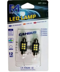 Σετ Λάμπα Αυτοκινήτου Canbus 6SMD LED 6500K 12v Ψυχρό Λευκό 36mm 2τμχ. w09153-1
