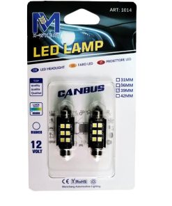 Σετ Λάμπα Αυτοκινήτου Canbus 6SMD LED 6500K 12v Ψυχρό Λευκό 39mm 2τμχ. w09153-2