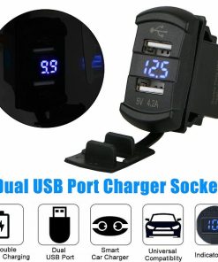 Διπλός φορτιστής αυτοκινήτου USB LED με Ψηφιακή Οθόνη Αμπερόμετρο/Βολτόμετρο 12V-24V 4.2Α  w16396-1